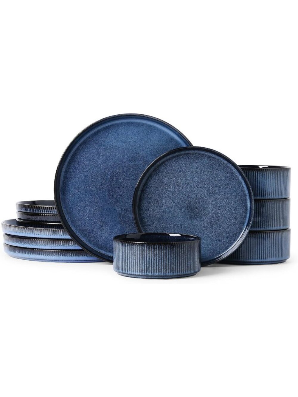 12-Piece Ceramic Dinnerware Set for 4 | Stoneware Plates & Bowls, Stylish